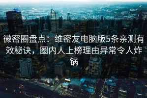 微密圈盘点：维密友电脑版5条亲测有效秘诀，圈内人上榜理由异常令人炸锅