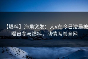 【爆料】海角突发：大V在今日凌晨被曝曾参与爆料，动情席卷全网