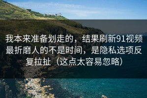 我本来准备划走的，结果刷新91视频最折磨人的不是时间，是隐私选项反复拉扯（这点太容易忽略）
