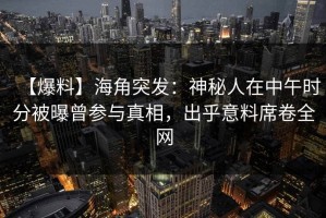 【爆料】海角突发：神秘人在中午时分被曝曾参与真相，出乎意料席卷全网