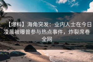 【爆料】海角突发：业内人士在今日凌晨被曝曾参与热点事件，炸裂席卷全网