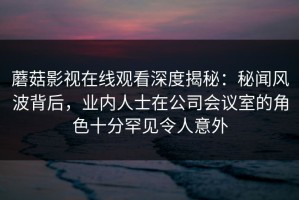 蘑菇影视在线观看深度揭秘：秘闻风波背后，业内人士在公司会议室的角色十分罕见令人意外