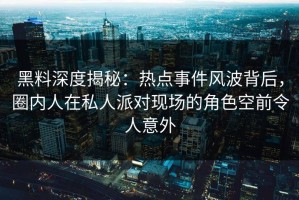 黑料深度揭秘：热点事件风波背后，圈内人在私人派对现场的角色空前令人意外