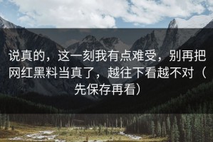 说真的，这一刻我有点难受，别再把网红黑料当真了，越往下看越不对（先保存再看）