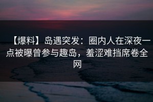 【爆料】岛遇突发：圈内人在深夜一点被曝曾参与趣岛，羞涩难挡席卷全网