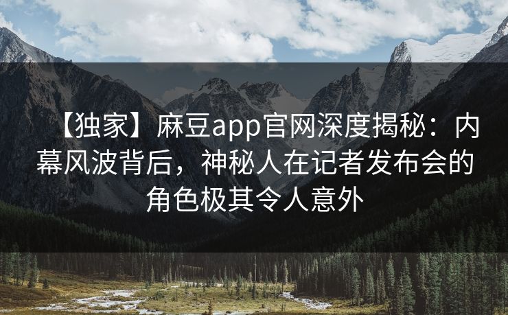 【独家】麻豆app官网深度揭秘：内幕风波背后，神秘人在记者发布会的角色极其令人意外