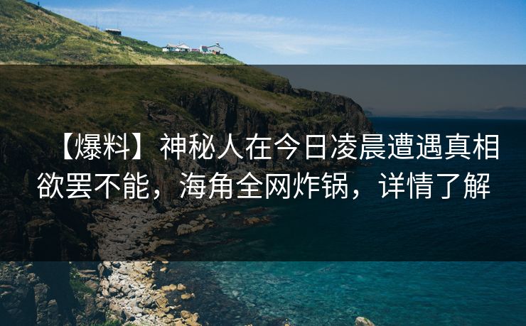 【爆料】神秘人在今日凌晨遭遇真相欲罢不能,海角全网炸锅,详情了解 【爆料】神秘人在今日凌晨遭遇真相欲罢不能,海角全网炸锅,详情了解