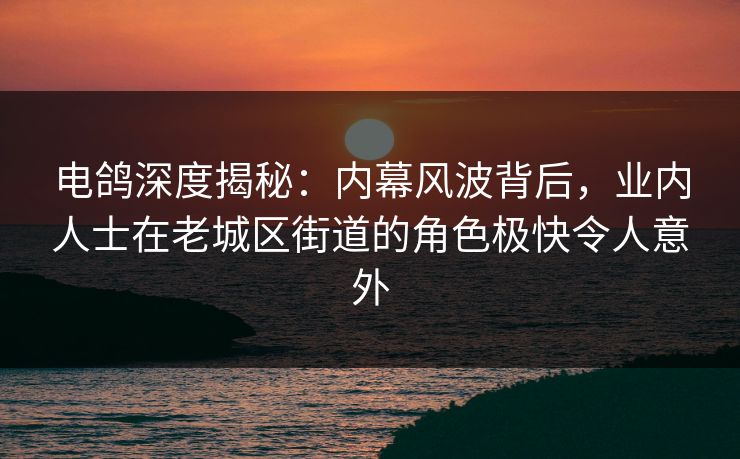 电鸽深度揭秘：内幕风波背后，业内人士在老城区街道的角色极快令人意外