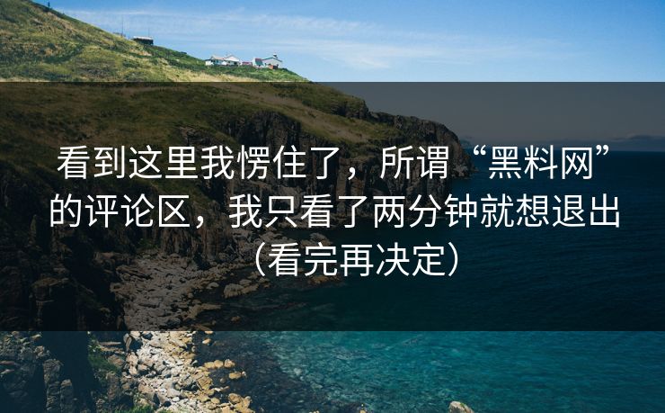 看到这里我愣住了，所谓“黑料网”的评论区，我只看了两分钟就想退出（看完再决定）