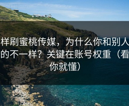 同样刷蜜桃传媒，为什么你和别人看到的不一样？关键在账号权重（看完你就懂）