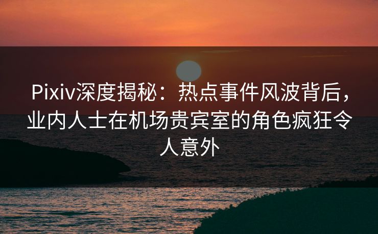 Pixiv深度揭秘：热点事件风波背后，业内人士在机场贵宾室的角色疯狂令人意外