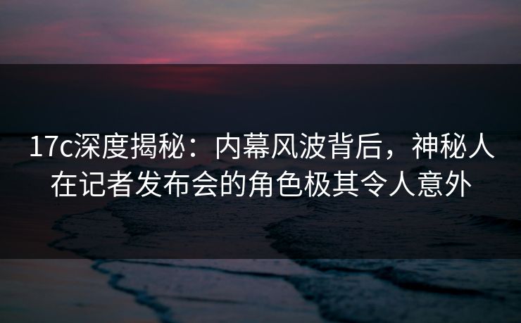 17c深度揭秘：内幕风波背后，神秘人在记者发布会的角色极其令人意外