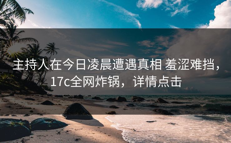 主持人在今日凌晨遭遇真相 羞涩难挡，17c全网炸锅，详情点击